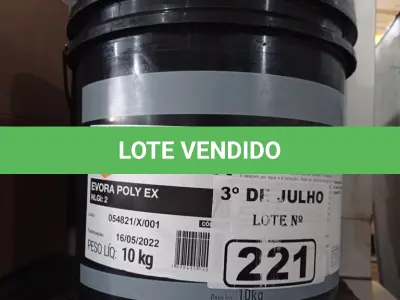 LOTE 221 - 01 BALDE DE GRAXA EVORA POLY EX NLGI:2 10KG. (NO ESTADO, LEILÃO NÃO TEM GARANTIA E NEM DEVOLUÇÃO, SUJEITO A POSSÍVEIS AVARIAS VISÍVEIS/OCULTAS E/OU AUSÊNCIA DE COMPONENTES).