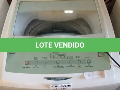 LOTE 157 - 01 LAVADORA DE ROUPAS MARCA BRASTEMP CAPACIDADE 8KG 220V. (NO ESTADO, LEILÃO NÃO TEM GARANTIA E NEM DEVOLUÇÃO, SUJEITO A POSSÍVEIS AVARIAS VISÍVEIS/OCULTAS E/OU AUSÊNCIA DE COMPONENTES).