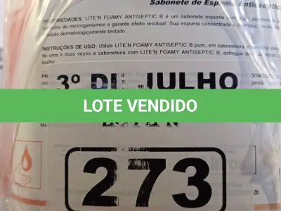LOTE 273 - 10 LITROS DE SABONETE DE ESPUMA ANTISSÉPTICO. (NO ESTADO, LEILÃO NÃO TEM GARANTIA E NEM DEVOLUÇÃO, SUJEITO A POSSÍVEIS AVARIAS VISÍVEIS/OCULTAS E/OU AUSÊNCIA DE COMPONENTES).
