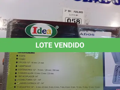LOTE 058 - 01 JOGO DE SOQUETES SET 52 PEÇAS. (NO ESTADO, LEILÃO NÃO TEM GARANTIA E NEM DEVOLUÇÃO, SUJEITO A POSSÍVEIS AVARIAS VISÍVEIS/OCULTAS E/OU AUSÊNCIA DE COMPONENTES).