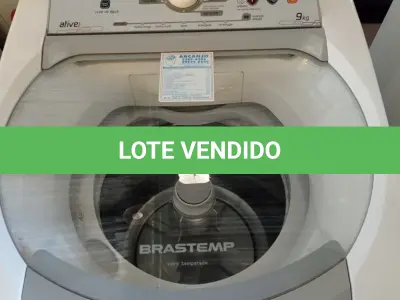 LOTE 156 - 01 LAVADORA DE ROUPAS MARCA BRASTEMP CAPACIDADE 9KG 220V. (NO ESTADO, LEILÃO NÃO TEM GARANTIA E NEM DEVOLUÇÃO, SUJEITO A POSSÍVEIS AVARIAS VISÍVEIS/OCULTAS E/OU AUSÊNCIA DE COMPONENTES).