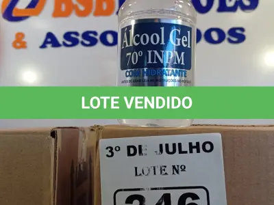 LOTE 246 - 02 CAIXAS COM ÁLCOOL EM GEL 70% 440G COM HIDRATANTE COM 12 UNIDADES CADA. (NO ESTADO, LEILÃO NÃO TEM GARANTIA E NEM DEVOLUÇÃO, SUJEITO A POSSÍVEIS AVARIAS VISÍVEIS/OCULTAS E/OU AUSÊNCIA DE COMPONENTES).