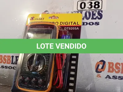 LOTE 038 - 01 MULTÍMETRO DIGITAL. (NO ESTADO, LEILÃO NÃO TEM GARANTIA E NEM DEVOLUÇÃO, SUJEITO A POSSÍVEIS AVARIAS VISÍVEIS/OCULTAS E/OU AUSÊNCIA DE COMPONENTES).