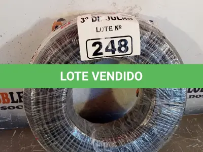 LOTE 248 - 01 ROLO DE CABO FLEXÍVEL 1X10MM NA COR PRETA (NOVO). (NO ESTADO, LEILÃO NÃO TEM GARANTIA E NEM DEVOLUÇÃO, SUJEITO A POSSÍVEIS AVARIAS VISÍVEIS/OCULTAS E/OU AUSÊNCIA DE COMPONENTES).