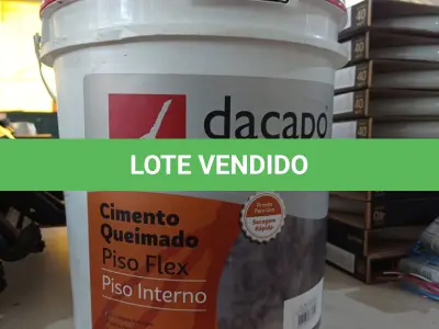 LOTE 333 - 01 BALDE DE CIMENTO QUEIMADO PISO FLEX DACAPÓ 25KG. (NO ESTADO, LEILÃO NÃO TEM GARANTIA E NEM DEVOLUÇÃO, SUJEITO A POSSÍVEIS AVARIAS VISÍVEIS/OCULTAS E/OU AUSÊNCIA DE COMPONENTES).