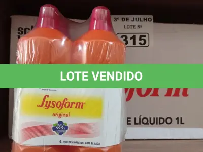 LOTE 315 - 12 LITROS DE DESINFETANTE LYSOFORM. (NO ESTADO, LEILÃO NÃO TEM GARANTIA E NEM DEVOLUÇÃO, SUJEITO A POSSÍVEIS AVARIAS VISÍVEIS/OCULTAS E/OU AUSÊNCIA DE COMPONENTES).