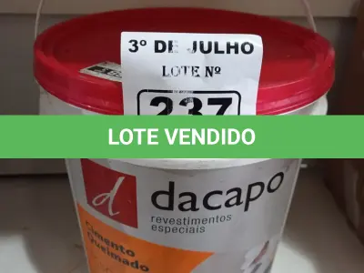 LOTE 237 - 01 BALDE DE CIMENTO QUEIMADO PISO FLEX DACAPÓ 25KG. (NO ESTADO, LEILÃO NÃO TEM GARANTIA E NEM DEVOLUÇÃO, SUJEITO A POSSÍVEIS AVARIAS VISÍVEIS/OCULTAS E/OU AUSÊNCIA DE COMPONENTES).