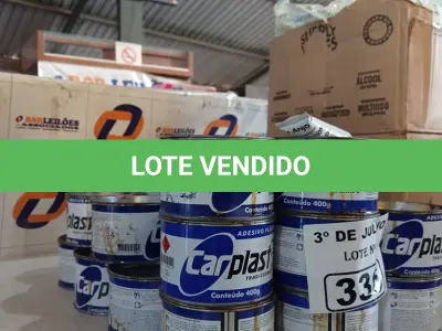 LOTE 336 - 01 LOTE COM VÁRIAS LATAS DE ADESIVO PLÁSTICO. (NO ESTADO, LEILÃO NÃO TEM GARANTIA E NEM DEVOLUÇÃO, SUJEITO A POSSÍVEIS AVARIAS VISÍVEIS/OCULTAS E/OU AUSÊNCIA DE COMPONENTES).