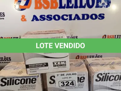 LOTE 324 - 04 CAIXAS COM SILICONE TRANSPARENTE MULTIUSO COM 12 UNIDADES CADA. (NO ESTADO, LEILÃO NÃO TEM GARANTIA E NEM DEVOLUÇÃO, SUJEITO A POSSÍVEIS AVARIAS VISÍVEIS/OCULTAS E/OU AUSÊNCIA DE COMPONENTES).