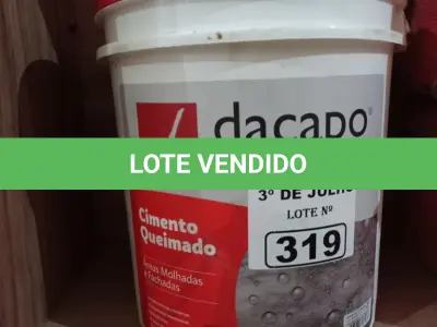 LOTE 319 - 01 BALDE DE CIMENTO QUEIMADO PISO FLEX DACAPÓ 25KG. (NO ESTADO, LEILÃO NÃO TEM GARANTIA E NEM DEVOLUÇÃO, SUJEITO A POSSÍVEIS AVARIAS VISÍVEIS/OCULTAS E/OU AUSÊNCIA DE COMPONENTES).