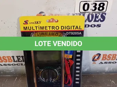 LOTE 038 - 01 MULTÍMETRO DIGITAL. (NO ESTADO, LEILÃO NÃO TEM GARANTIA E NEM DEVOLUÇÃO, SUJEITO A POSSÍVEIS AVARIAS VISÍVEIS/OCULTAS E/OU AUSÊNCIA DE COMPONENTES).