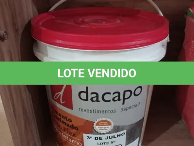 LOTE 321 - 01 BALDE DE CIMENTO QUEIMADO PISO FLEX DACAPÓ 25KG. (NO ESTADO, LEILÃO NÃO TEM GARANTIA E NEM DEVOLUÇÃO, SUJEITO A POSSÍVEIS AVARIAS VISÍVEIS/OCULTAS E/OU AUSÊNCIA DE COMPONENTES).