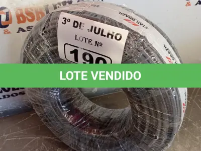 LOTE 190 - 01 ROLO DE CABO FLEXÍVEL 1X10MM COR PRETA (NOVO). (NO ESTADO, LEILÃO NÃO TEM GARANTIA E NEM DEVOLUÇÃO, SUJEITO A POSSÍVEIS AVARIAS VISÍVEIS/OCULTAS E/OU AUSÊNCIA DE COMPONENTES).
