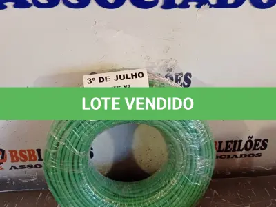 LOTE 185 - 01 ROLO DE CABO FLEXÍVEL 1X10MM NA COR VERDE (NOVO). (NO ESTADO, LEILÃO NÃO TEM GARANTIA E NEM DEVOLUÇÃO, SUJEITO A POSSÍVEIS AVARIAS VISÍVEIS/OCULTAS E/OU AUSÊNCIA DE COMPONENTES).