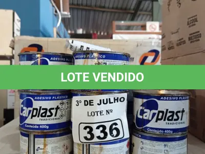 LOTE 336 - 01 LOTE COM VÁRIAS LATAS DE ADESIVO PLÁSTICO. (NO ESTADO, LEILÃO NÃO TEM GARANTIA E NEM DEVOLUÇÃO, SUJEITO A POSSÍVEIS AVARIAS VISÍVEIS/OCULTAS E/OU AUSÊNCIA DE COMPONENTES).
