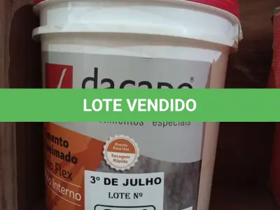 LOTE 321 - 01 BALDE DE CIMENTO QUEIMADO PISO FLEX DACAPÓ 25KG. (NO ESTADO, LEILÃO NÃO TEM GARANTIA E NEM DEVOLUÇÃO, SUJEITO A POSSÍVEIS AVARIAS VISÍVEIS/OCULTAS E/OU AUSÊNCIA DE COMPONENTES).