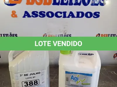 LOTE 388 - 01 GALÃO DE CLEAN UP FOOD, DETERGENTE ALCALINO PARA MAQUINAS DE LAVAR LOUÇAS E TALHERES E 01 GALÃO DE AGI PRO BASE SELADORA 5 LITROS. (NO ESTADO, LEILÃO NÃO TEM GARANTIA E NEM DEVOLUÇÃO, SUJEITO A POSSÍVEIS AVARIAS VISÍVEIS/OCULTAS E/OU AUSÊNCIA DE COMPONENTES).
