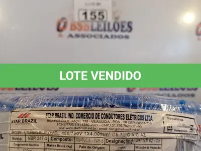 LOTE 155 - 01 ROLO DE CABO FLEXÍVEL STAR BRASIL 1X4MM NA COR AZUL (NOVO). (NO ESTADO, LEILÃO NÃO TEM GARANTIA E NEM DEVOLUÇÃO, SUJEITO A POSSÍVEIS AVARIAS VISÍVEIS/OCULTAS E/OU AUSÊNCIA DE COMPONENTES).