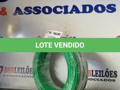 LOTE 175 - 01 ROLO DE CABO FLEXÍVEL 1X 4,00MM NA COR VERDE (NOVO). (NO ESTADO, LEILÃO NÃO TEM GARANTIA E NEM DEVOLUÇÃO, SUJEITO A POSSÍVEIS AVARIAS VISÍVEIS/OCULTAS E/OU AUSÊNCIA DE COMPONENTES).