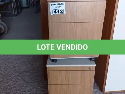 LOTE 412 - 02 GAVETEIROS COM 03 GAVETAS. (NO ESTADO, LEILÃO NÃO TEM GARANTIA E NEM DEVOLUÇÃO, SUJEITO A POSSÍVEIS AVARIAS VISÍVEIS/OCULTAS E/OU AUSÊNCIA DE COMPONENTES).