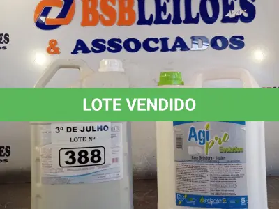 LOTE 388 - 01 GALÃO DE CLEAN UP FOOD, DETERGENTE ALCALINO PARA MAQUINAS DE LAVAR LOUÇAS E TALHERES E 01 GALÃO DE AGI PRO BASE SELADORA 5 LITROS. (NO ESTADO, LEILÃO NÃO TEM GARANTIA E NEM DEVOLUÇÃO, SUJEITO A POSSÍVEIS AVARIAS VISÍVEIS/OCULTAS E/OU AUSÊNCIA DE COMPONENTES).
