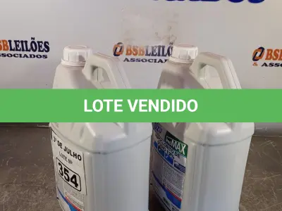 LOTE 354 - 10 LITROS DE HIPOCLORITO DE SÓDIO 12%. (NO ESTADO, LEILÃO NÃO TEM GARANTIA E NEM DEVOLUÇÃO, SUJEITO A POSSÍVEIS AVARIAS VISÍVEIS/OCULTAS E/OU AUSÊNCIA DE COMPONENTES).