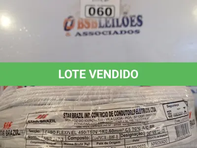 LOTE 060 - 01 ROLO DE CABO FLEXÍVEL STAR BRASIL 1X2,5MM NA COR BRANCA (NOVO). (NO ESTADO, LEILÃO NÃO TEM GARANTIA E NEM DEVOLUÇÃO, SUJEITO A POSSÍVEIS AVARIAS VISÍVEIS/OCULTAS E/OU AUSÊNCIA DE COMPONENTES).