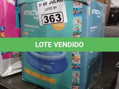 LOTE 363 - 01 PISCINA INFLÁVEL 4.500 LITROS. (NO ESTADO, LEILÃO NÃO TEM GARANTIA E NEM DEVOLUÇÃO, SUJEITO A POSSÍVEIS AVARIAS VISÍVEIS/OCULTAS E/OU AUSÊNCIA DE COMPONENTES).