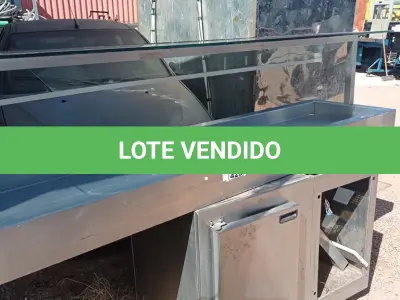LOTE 423 - 01 BALCÃO E 01 ILHA EM INOX INCOMPLETOS. (NO ESTADO, LEILÃO NÃO TEM GARANTIA E NEM DEVOLUÇÃO, SUJEITO A POSSÍVEIS AVARIAS VISÍVEIS/OCULTAS E/OU AUSÊNCIA DE COMPONENTES).