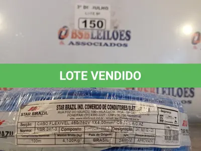 LOTE 150 - 01 ROLO DE CABO FLEXÍVEL STAR BRASIL 1X4MM NA COR AZUL (NOVO). (NO ESTADO, LEILÃO NÃO TEM GARANTIA E NEM DEVOLUÇÃO, SUJEITO A POSSÍVEIS AVARIAS VISÍVEIS/OCULTAS E/OU AUSÊNCIA DE COMPONENTES).