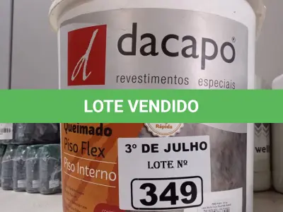 LOTE 349 - 01 BALDE DE CIMENTO QUEIMADO PISO FLEX DACAPÓ 25KG. (NO ESTADO, LEILÃO NÃO TEM GARANTIA E NEM DEVOLUÇÃO, SUJEITO A POSSÍVEIS AVARIAS VISÍVEIS/OCULTAS E/OU AUSÊNCIA DE COMPONENTES).
