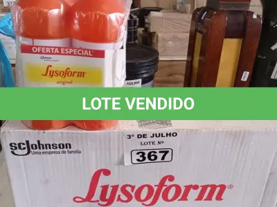 LOTE 367 - 12 LITROS DE DESINFETANTE LYSOFORM. (NO ESTADO, LEILÃO NÃO TEM GARANTIA E NEM DEVOLUÇÃO, SUJEITO A POSSÍVEIS AVARIAS VISÍVEIS/OCULTAS E/OU AUSÊNCIA DE COMPONENTES).