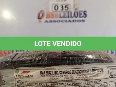 LOTE 035 - 01 ROLO DE CABO FLEXÍVEL STAR BRASIL 1X2,5MM NA COR PRETA (NOVO). (NO ESTADO, LEILÃO NÃO TEM GARANTIA E NEM DEVOLUÇÃO, SUJEITO A POSSÍVEIS AVARIAS VISÍVEIS/OCULTAS E/OU AUSÊNCIA DE COMPONENTES).