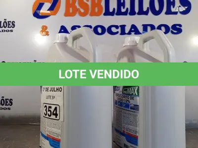 LOTE 354 - 10 LITROS DE HIPOCLORITO DE SÓDIO 12%. (NO ESTADO, LEILÃO NÃO TEM GARANTIA E NEM DEVOLUÇÃO, SUJEITO A POSSÍVEIS AVARIAS VISÍVEIS/OCULTAS E/OU AUSÊNCIA DE COMPONENTES).