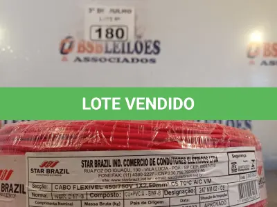 LOTE 180 - 01 ROLO DE CABO FLEXÍVEL STAR BRASIL 1X2,5MM NA COR VERMELHA (NOVO). (NO ESTADO, LEILÃO NÃO TEM GARANTIA E NEM DEVOLUÇÃO, SUJEITO A POSSÍVEIS AVARIAS VISÍVEIS/OCULTAS E/OU AUSÊNCIA DE COMPONENTES).