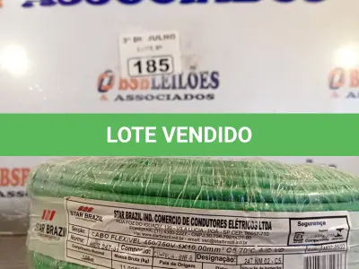 LOTE 185 - 01 ROLO DE CABO FLEXÍVEL 1X10MM NA COR VERDE (NOVO). (NO ESTADO, LEILÃO NÃO TEM GARANTIA E NEM DEVOLUÇÃO, SUJEITO A POSSÍVEIS AVARIAS VISÍVEIS/OCULTAS E/OU AUSÊNCIA DE COMPONENTES).