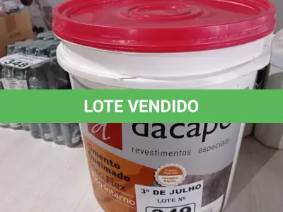 LOTE 349 - 01 BALDE DE CIMENTO QUEIMADO PISO FLEX DACAPÓ 25KG. (NO ESTADO, LEILÃO NÃO TEM GARANTIA E NEM DEVOLUÇÃO, SUJEITO A POSSÍVEIS AVARIAS VISÍVEIS/OCULTAS E/OU AUSÊNCIA DE COMPONENTES).