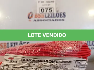 LOTE 075 - 01 ROLO DE CABO FLEXÍVEL STAR BRASIL 1X2,5MM NA COR VERMELHA (NOVO). (NO ESTADO, LEILÃO NÃO TEM GARANTIA E NEM DEVOLUÇÃO, SUJEITO A POSSÍVEIS AVARIAS VISÍVEIS/OCULTAS E/OU AUSÊNCIA DE COMPONENTES).