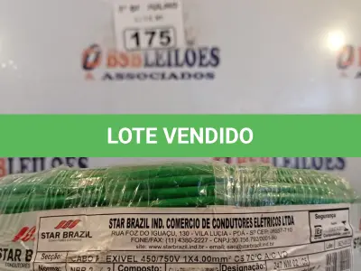 LOTE 175 - 01 ROLO DE CABO FLEXÍVEL 1X 4,00MM NA COR VERDE (NOVO). (NO ESTADO, LEILÃO NÃO TEM GARANTIA E NEM DEVOLUÇÃO, SUJEITO A POSSÍVEIS AVARIAS VISÍVEIS/OCULTAS E/OU AUSÊNCIA DE COMPONENTES).