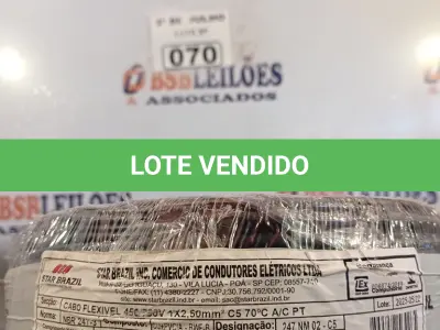 LOTE 070 - 01 ROLO DE CABO FLEXÍVEL STAR BRASIL 1X2,5MM NA COR VERDE (NOVO). (NO ESTADO, LEILÃO NÃO TEM GARANTIA E NEM DEVOLUÇÃO, SUJEITO A POSSÍVEIS AVARIAS VISÍVEIS/OCULTAS E/OU AUSÊNCIA DE COMPONENTES).