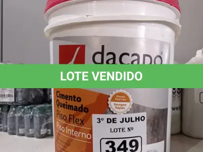 LOTE 349 - 01 BALDE DE CIMENTO QUEIMADO PISO FLEX DACAPÓ 25KG. (NO ESTADO, LEILÃO NÃO TEM GARANTIA E NEM DEVOLUÇÃO, SUJEITO A POSSÍVEIS AVARIAS VISÍVEIS/OCULTAS E/OU AUSÊNCIA DE COMPONENTES).