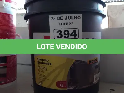 LOTE 394 - 01 BALDE DE CIMENTO QUEIMADO PAREDE DACAPÓ 25KG. (NO ESTADO, LEILÃO NÃO TEM GARANTIA E NEM DEVOLUÇÃO, SUJEITO A POSSÍVEIS AVARIAS VISÍVEIS/OCULTAS E/OU AUSÊNCIA DE COMPONENTES).