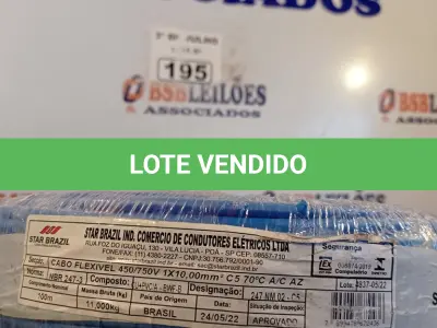 LOTE 195 - 01 ROLO DE CABO FLEXÍVEL 1X10MM NA COR AZUL (NOVO). (NO ESTADO, LEILÃO NÃO TEM GARANTIA E NEM DEVOLUÇÃO, SUJEITO A POSSÍVEIS AVARIAS VISÍVEIS/OCULTAS E/OU AUSÊNCIA DE COMPONENTES).