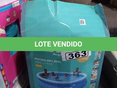 LOTE 363 - 01 PISCINA INFLÁVEL 4.500 LITROS. (NO ESTADO, LEILÃO NÃO TEM GARANTIA E NEM DEVOLUÇÃO, SUJEITO A POSSÍVEIS AVARIAS VISÍVEIS/OCULTAS E/OU AUSÊNCIA DE COMPONENTES).