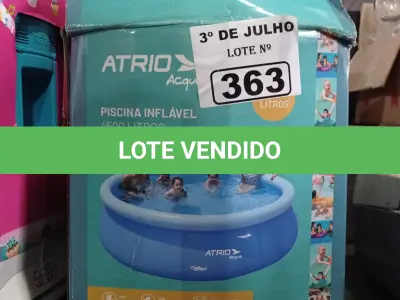 LOTE 363 - 01 PISCINA INFLÁVEL 4.500 LITROS. (NO ESTADO, LEILÃO NÃO TEM GARANTIA E NEM DEVOLUÇÃO, SUJEITO A POSSÍVEIS AVARIAS VISÍVEIS/OCULTAS E/OU AUSÊNCIA DE COMPONENTES).
