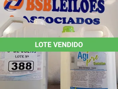 LOTE 388 - 01 GALÃO DE CLEAN UP FOOD, DETERGENTE ALCALINO PARA MAQUINAS DE LAVAR LOUÇAS E TALHERES E 01 GALÃO DE AGI PRO BASE SELADORA 5 LITROS. (NO ESTADO, LEILÃO NÃO TEM GARANTIA E NEM DEVOLUÇÃO, SUJEITO A POSSÍVEIS AVARIAS VISÍVEIS/OCULTAS E/OU AUSÊNCIA DE COMPONENTES).