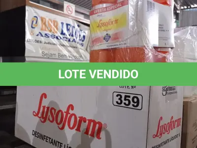 LOTE 359 - 12 LITROS DE DESINFETANTE LYSOFORM. (NO ESTADO, LEILÃO NÃO TEM GARANTIA E NEM DEVOLUÇÃO, SUJEITO A POSSÍVEIS AVARIAS VISÍVEIS/OCULTAS E/OU AUSÊNCIA DE COMPONENTES).