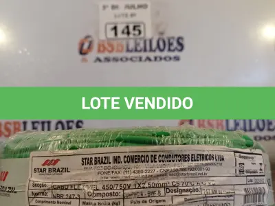 LOTE 145 - 01 ROLO DE CABO FLEXÍVEL STAR BRASIL 1X2,5MM NA COR VERDE (NOVO). (NO ESTADO, LEILÃO NÃO TEM GARANTIA E NEM DEVOLUÇÃO, SUJEITO A POSSÍVEIS AVARIAS VISÍVEIS/OCULTAS E/OU AUSÊNCIA DE COMPONENTES).