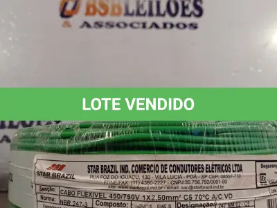 LOTE 040 - 01 ROLO DE CABO FLEXÍVEL 1X2,5MM NA COR VERDE. 100 METROS (NOVO)(NO ESTADO, LEILÃO NÃO TEM GARANTIA E NEM DEVOLUÇÃO, SUJEITO A POSSÍVEIS AVARIAS VISÍVEIS/OCULTAS E/OU AUSÊNCIA DE COMPONENTES).