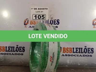 LOTE 105 - 01 ROLO DE CABO FLEXÍVEL 1X2,5MM NA COR VERDE. 100 METROS (NOVO)(NO ESTADO, LEILÃO NÃO TEM GARANTIA E NEM DEVOLUÇÃO, SUJEITO A POSSÍVEIS AVARIAS VISÍVEIS/OCULTAS E/OU AUSÊNCIA DE COMPONENTES).